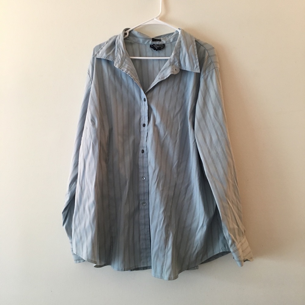 Plus Size Blue Button Up